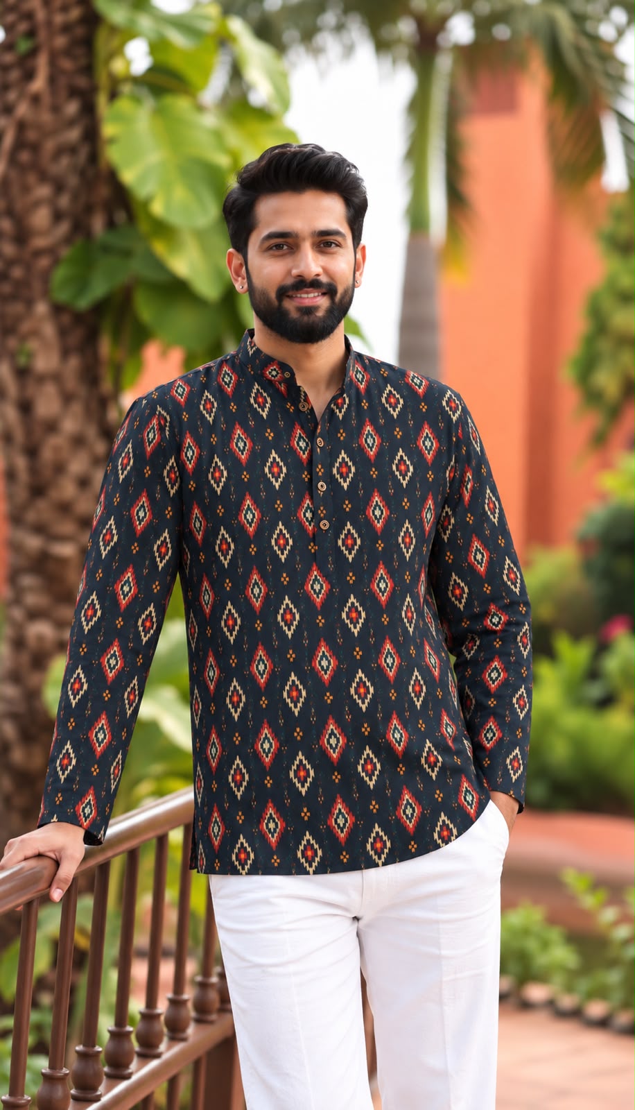 B-Desi Full Sleeve Cotton Print Short Kurta
