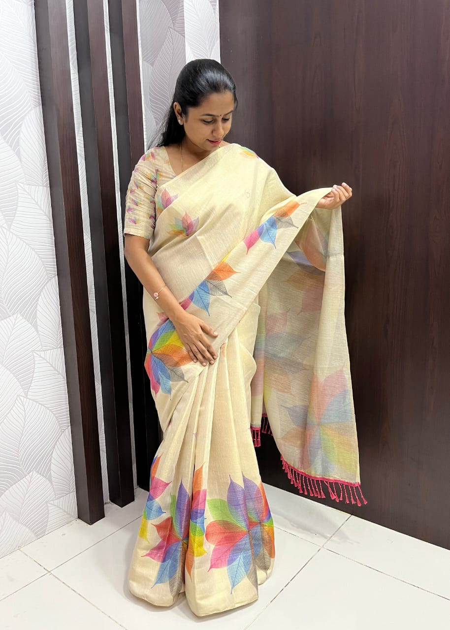 Premium Soft Tissue Silk Saree – Floral Digital Print