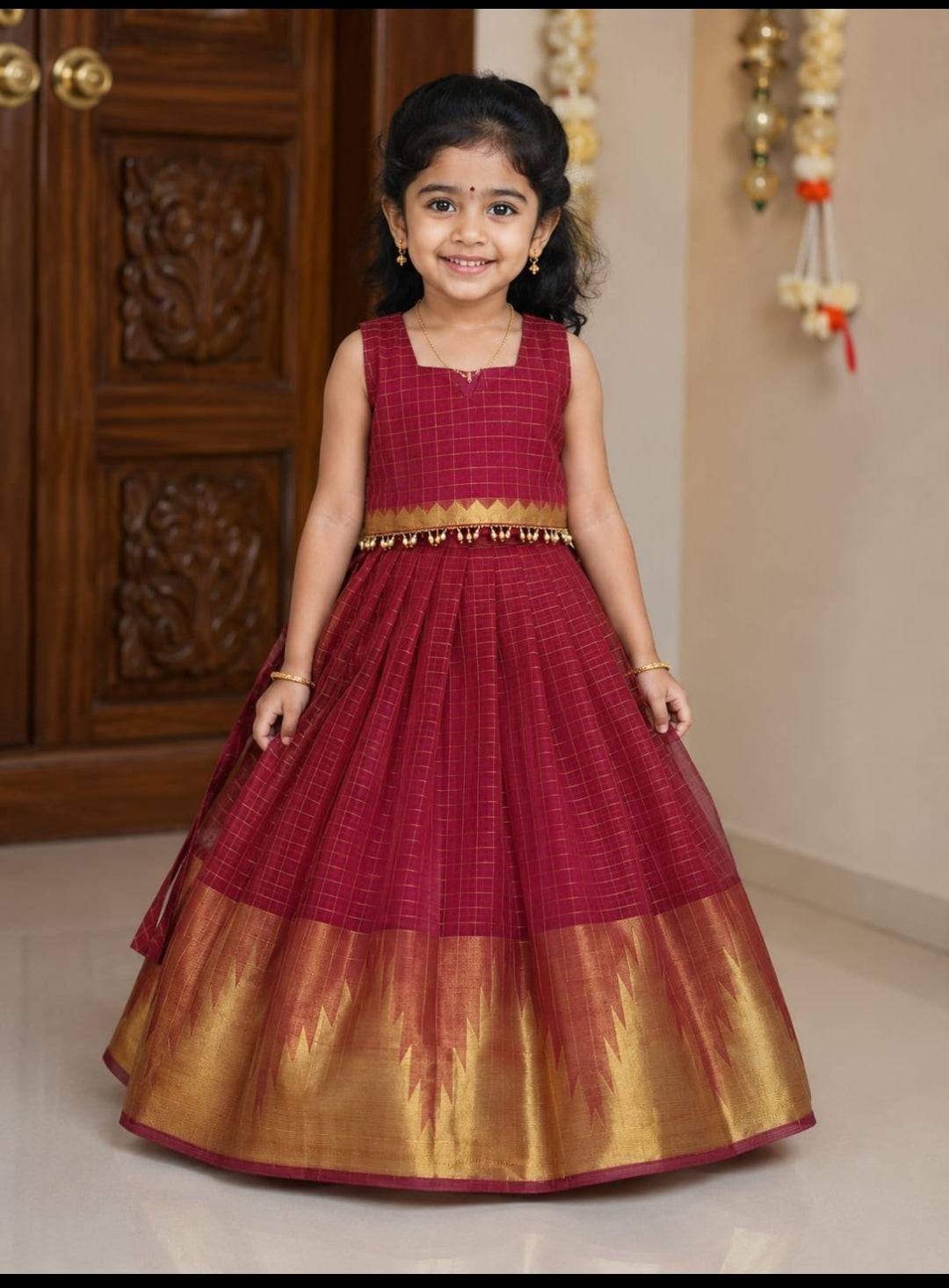 Kids Traditional Festive Pattu Gowns