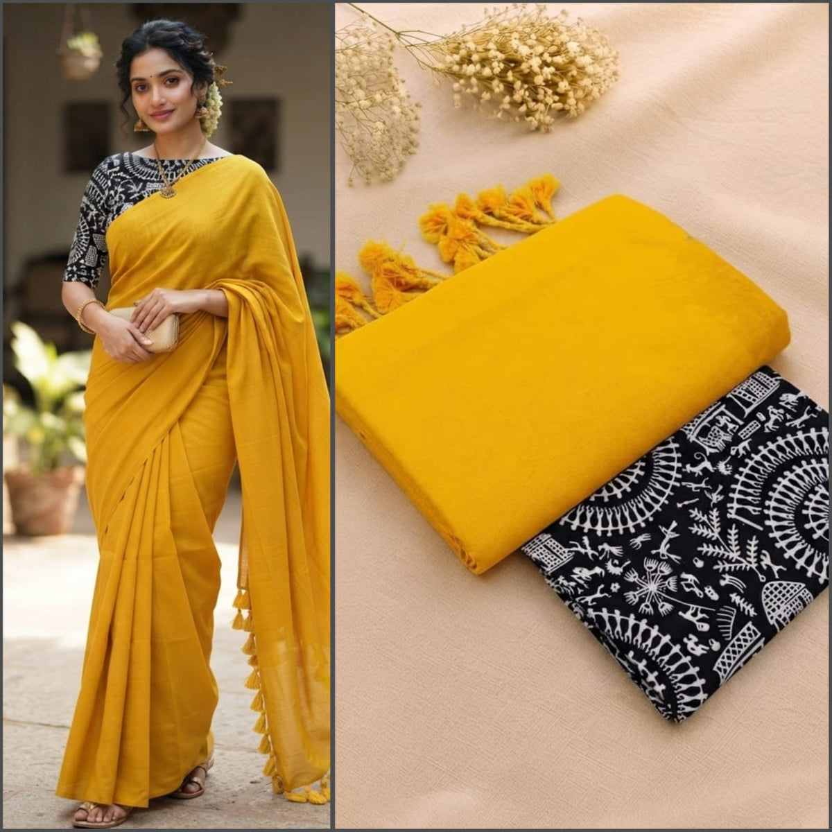 Linen Saree with Designer Blouse