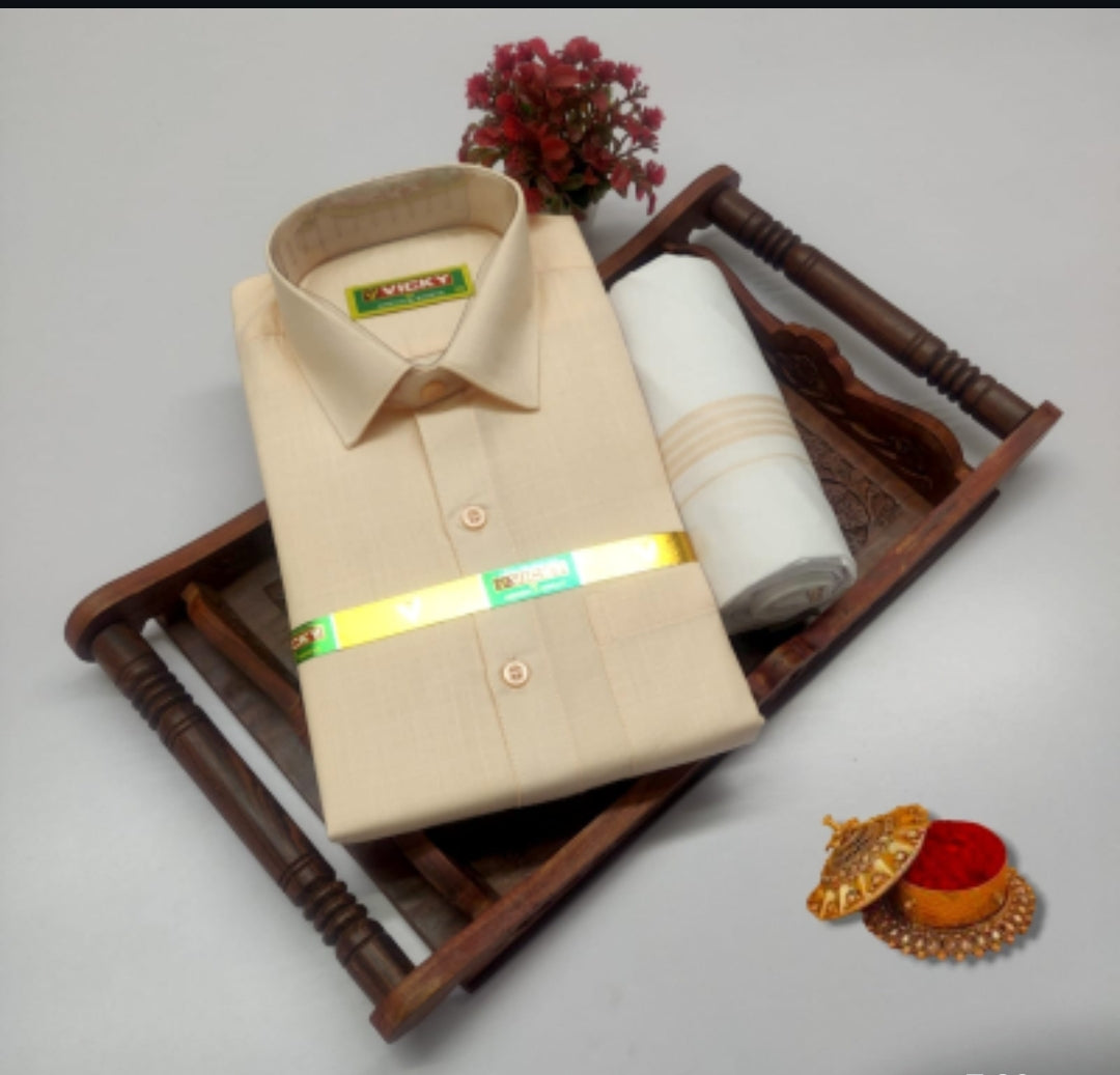 Premium Men's Traditional Shirt & Mundu Combo Set