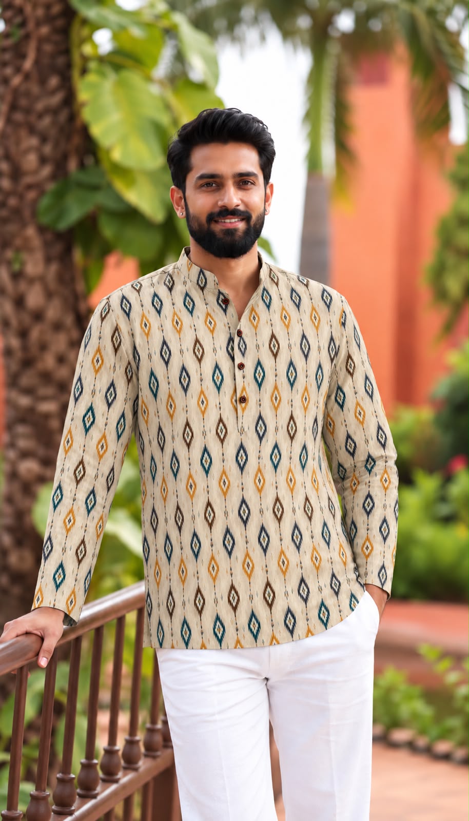 B-Desi Full Sleeve Cotton Print Short Kurta