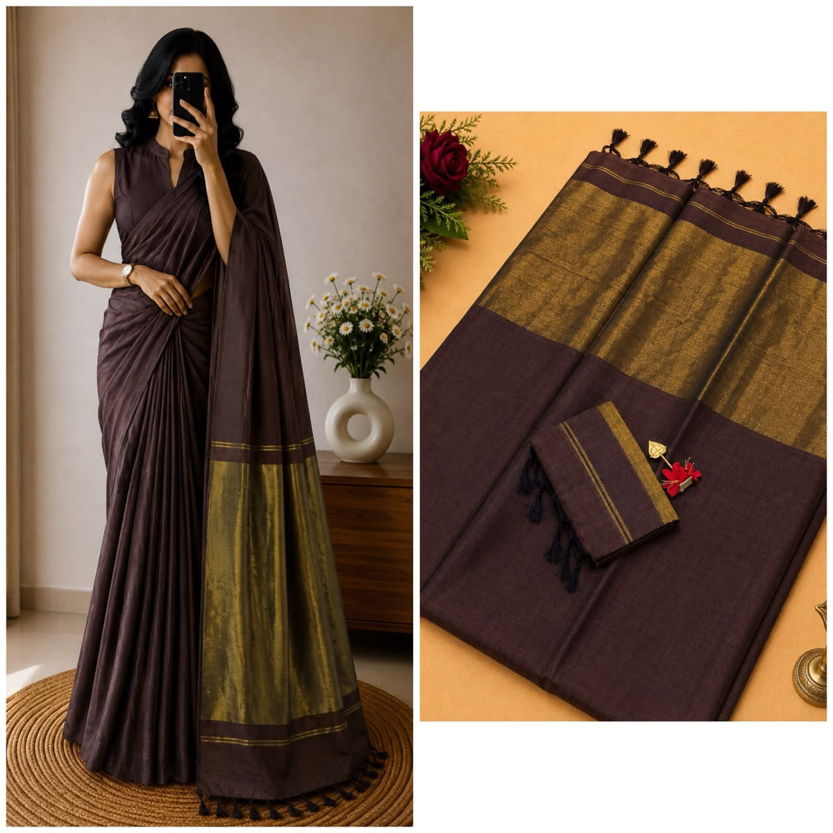 Nayanthara Inspired Khadi Saree