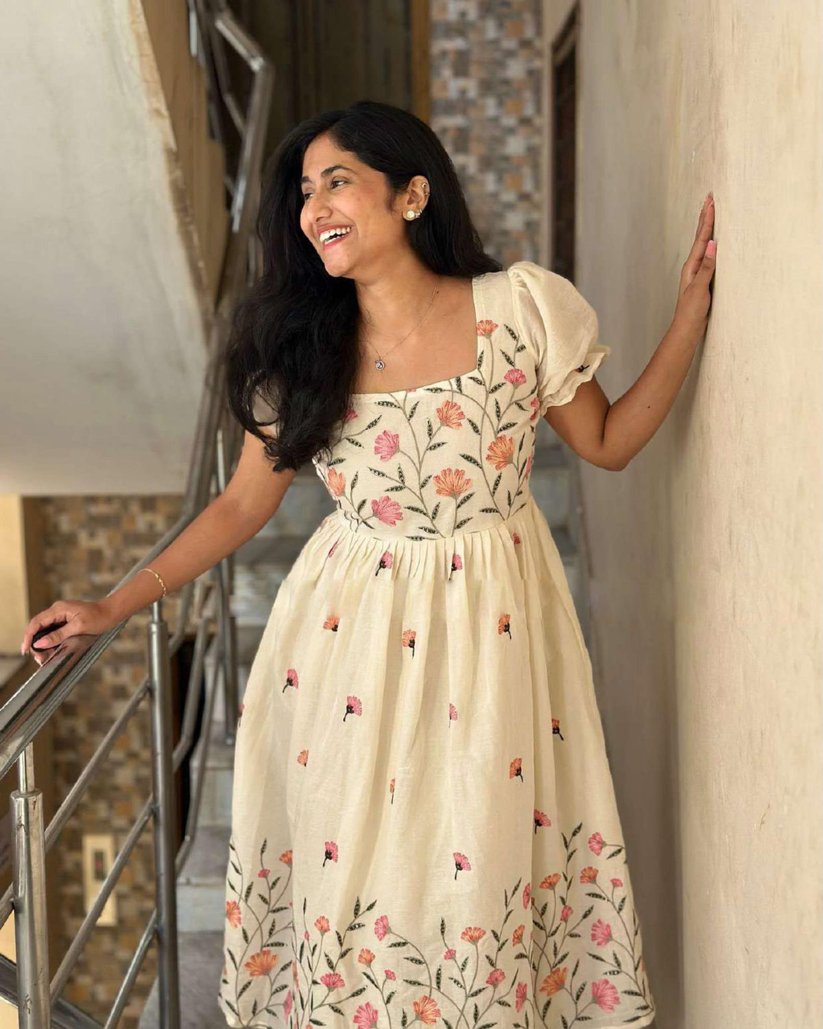 Aarohi Mul Cotton Designer Embroidered Gown