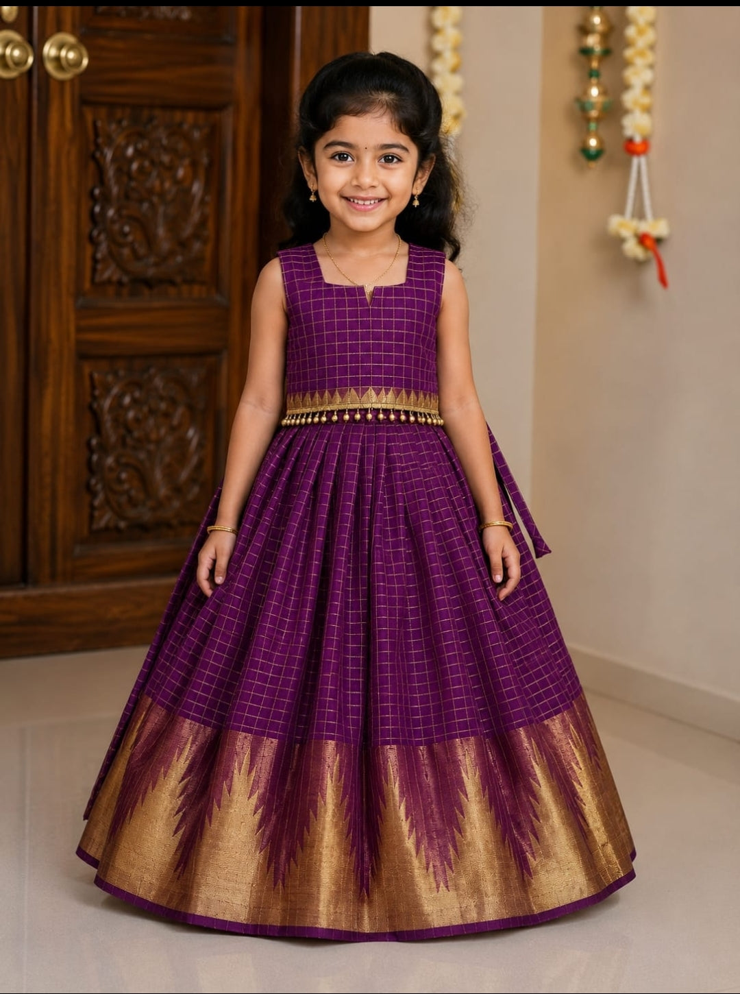 Kids Traditional Festive Pattu Gowns