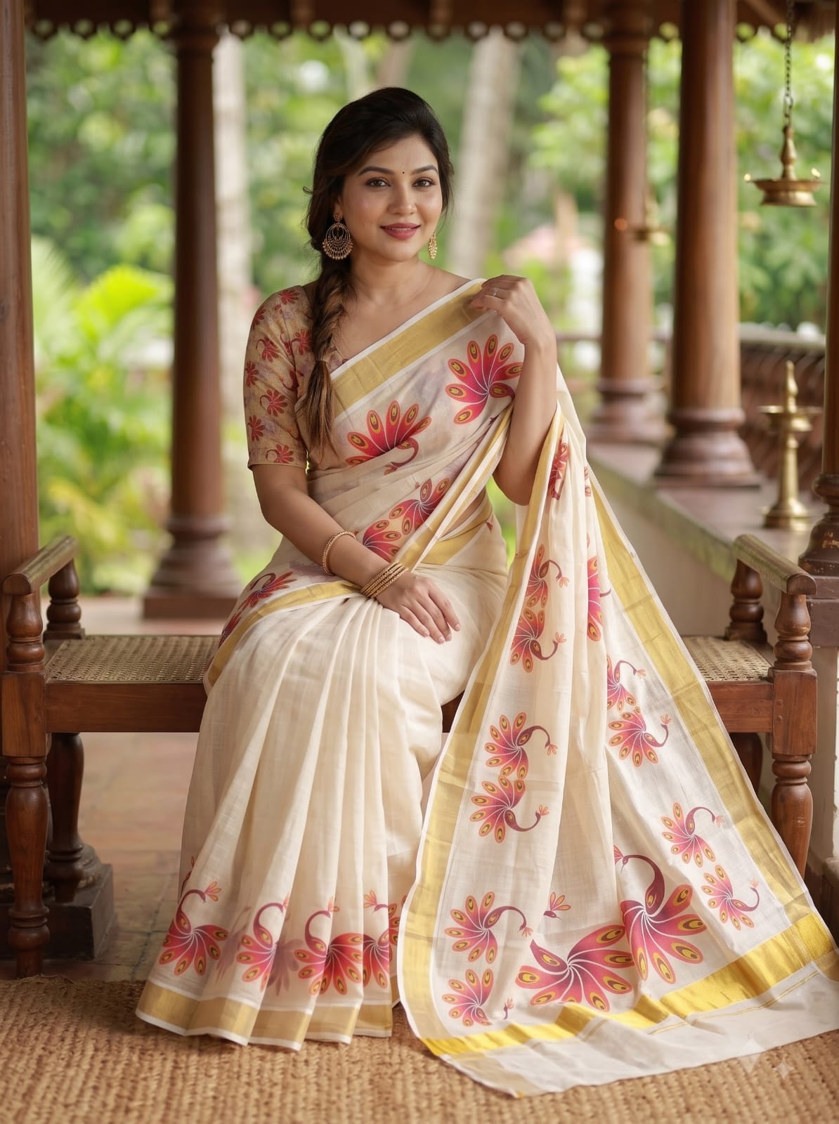 Digital Print Kerala Linen Saree 🥻✨