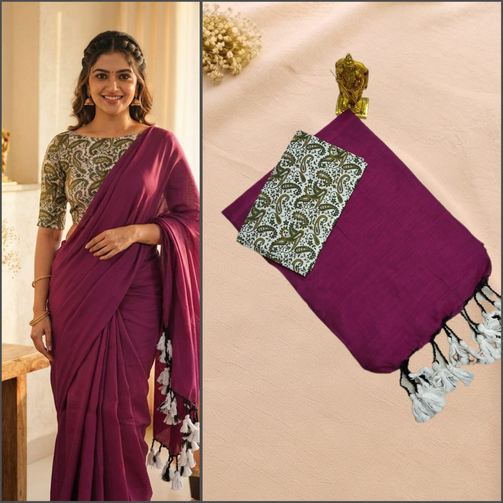 Linen Saree with Designer Blouse