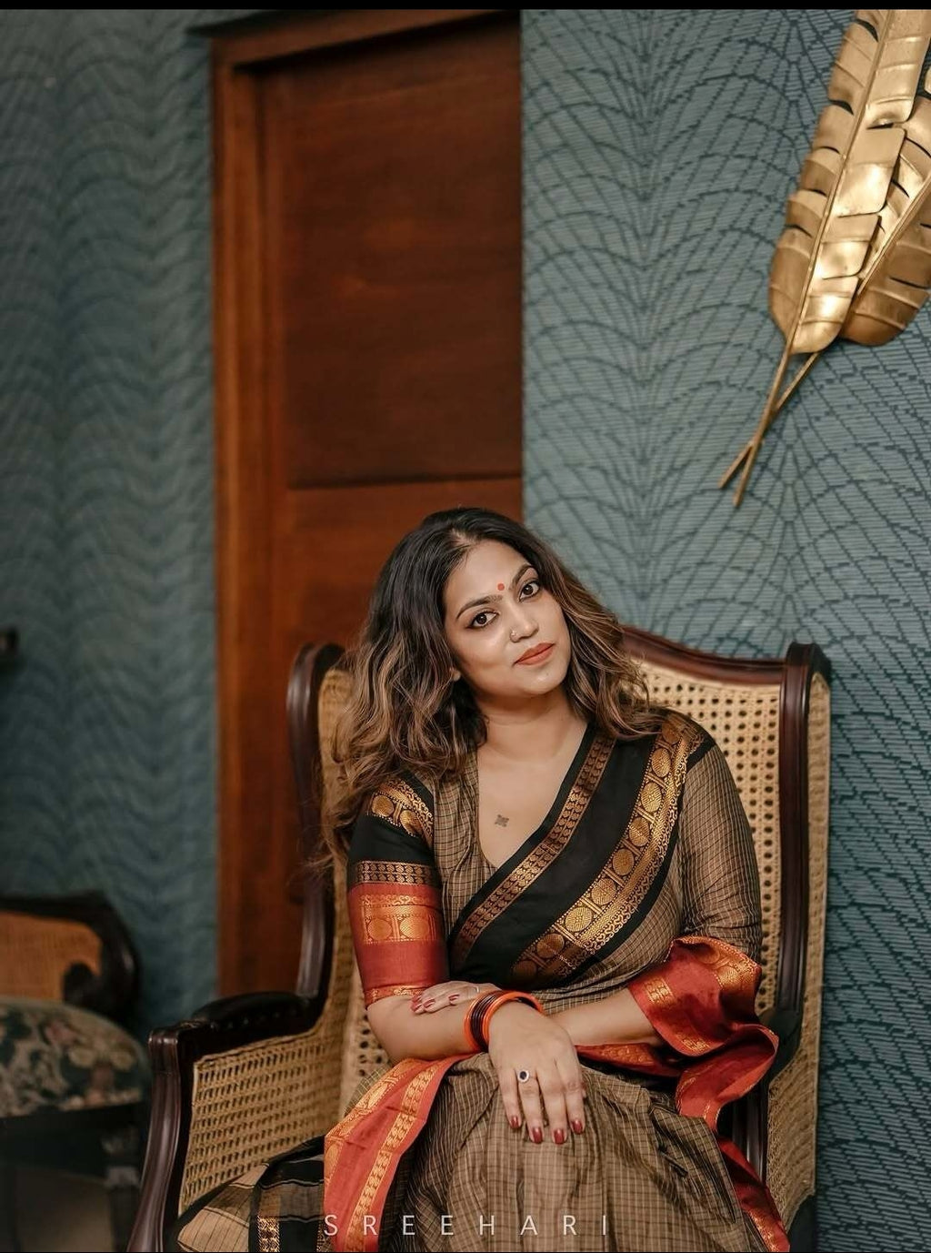 Ganga Jamuna Border Jari Checks Chettinad Cotton Saree