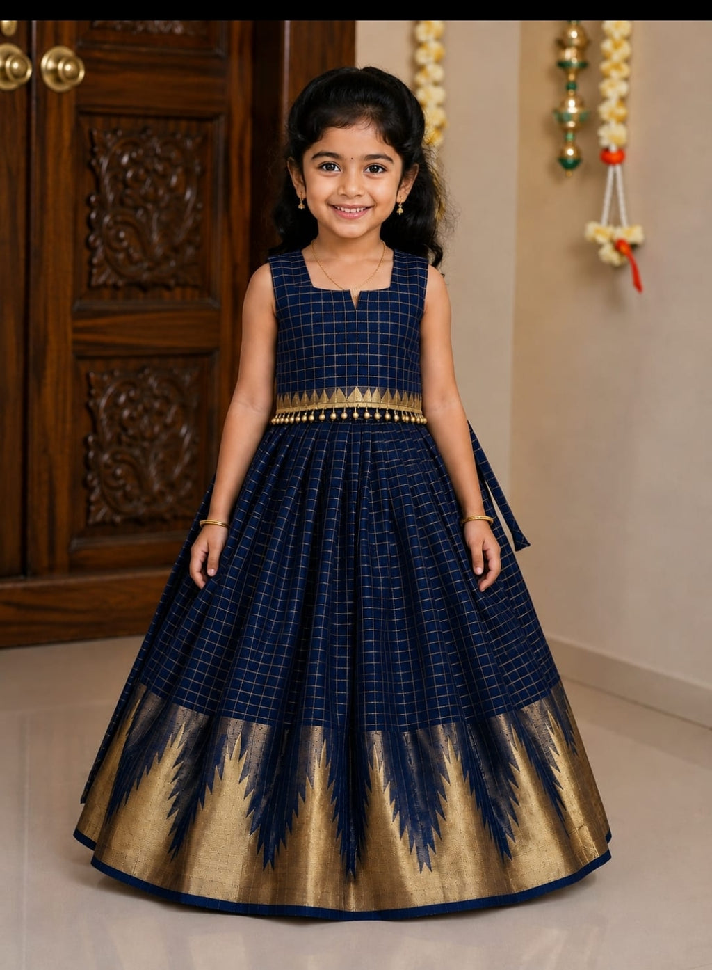 Kids Traditional Festive Pattu Gowns