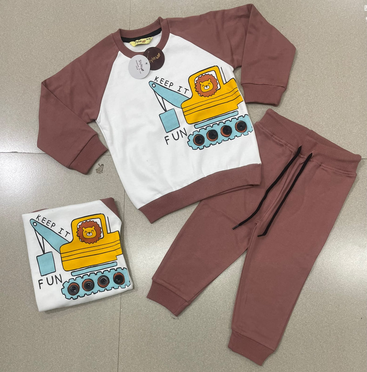 Kids Korean Fancy Winter Sweatshirt Set