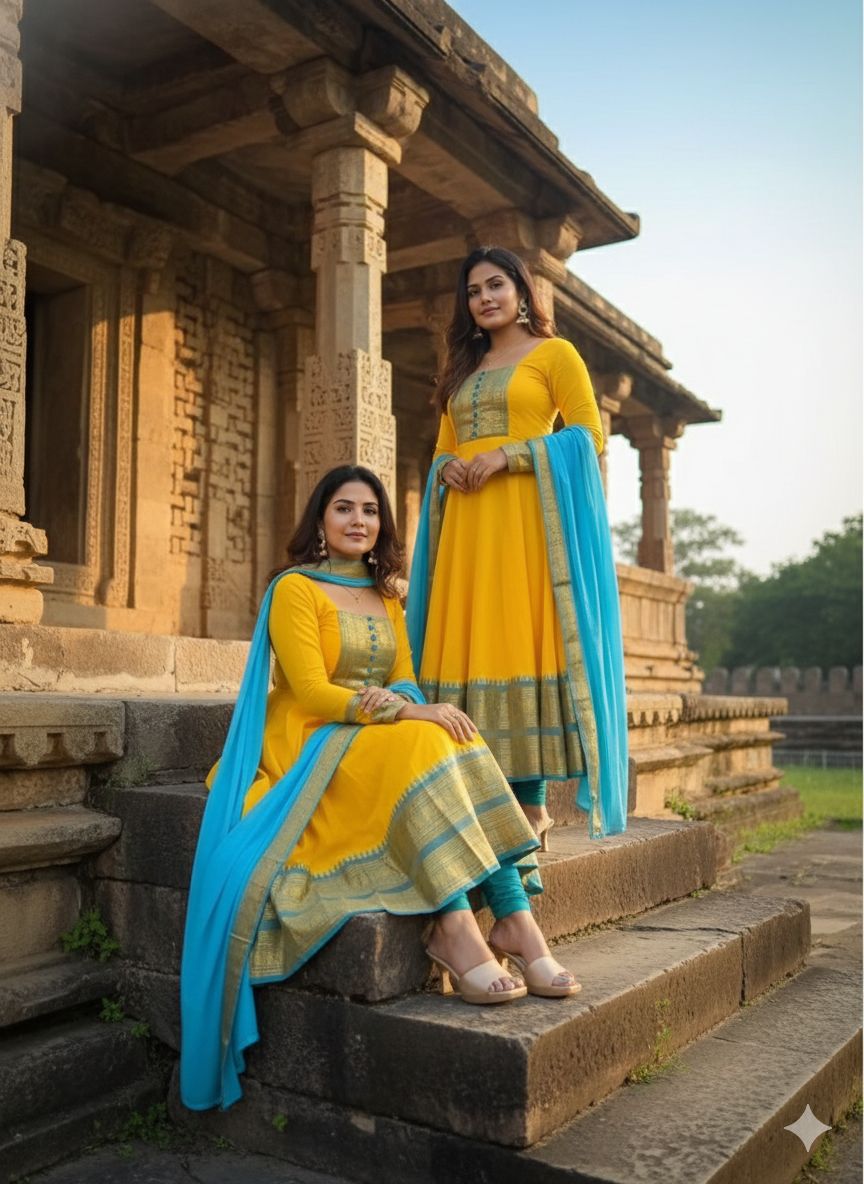 Super Trendy Traditional Chanderi Cotton Dress Set