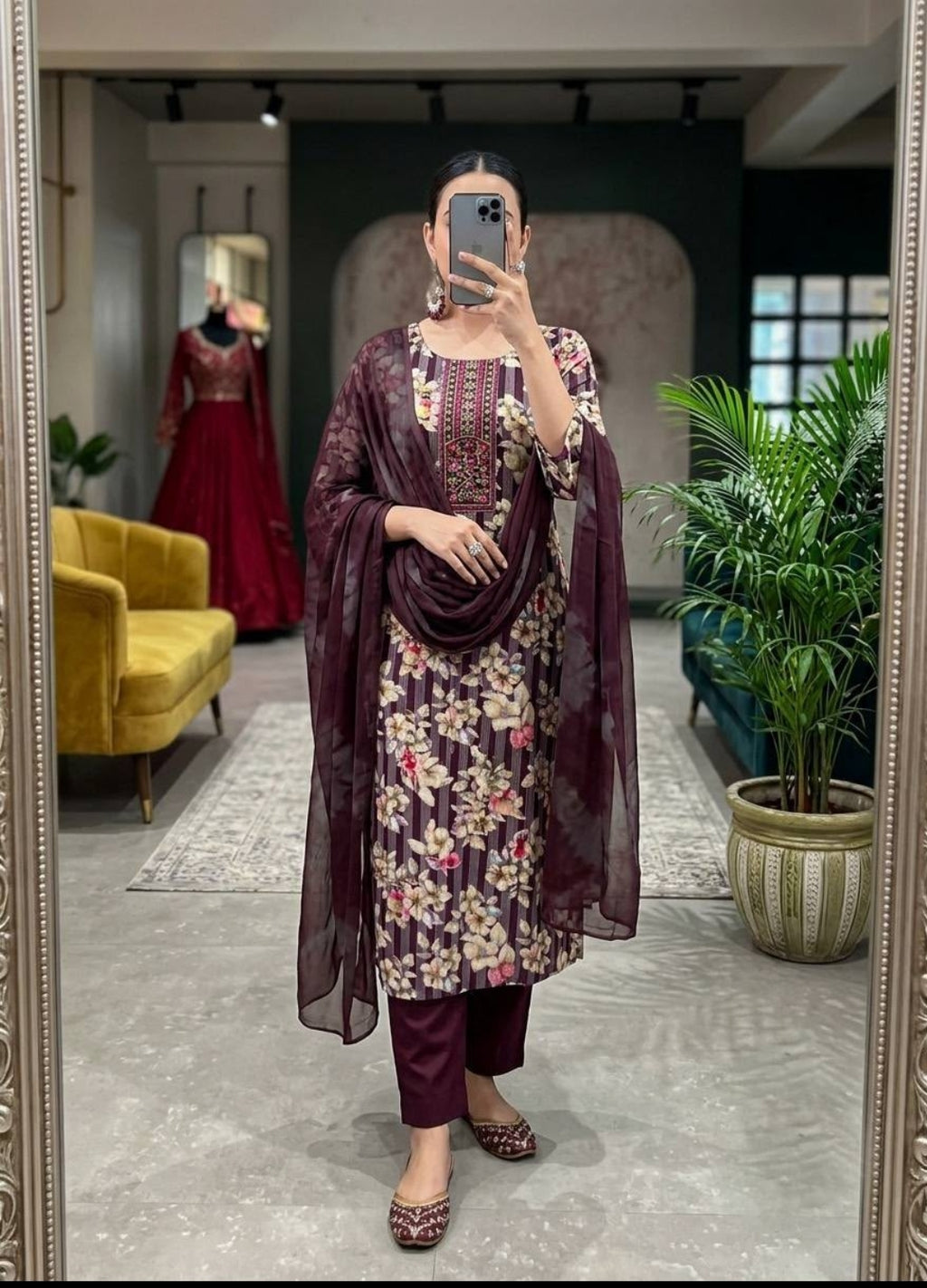 Women’s Floral Printed 3-Piece Kurta Set with Dupatta
