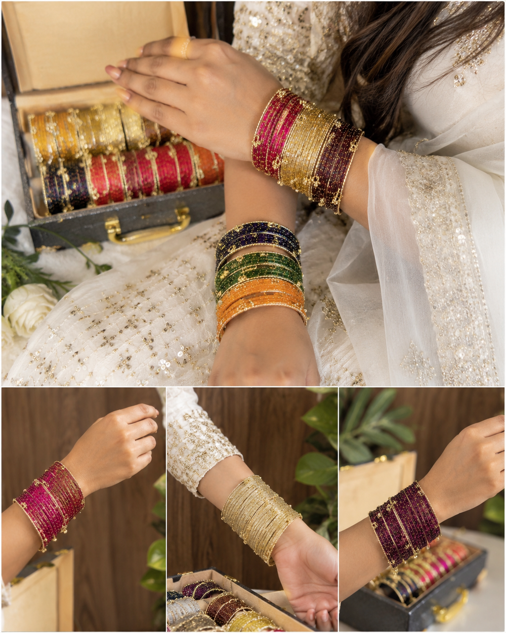 Trending Glass Bangles Set with Kashmiri Bangles & Suitcase Organiser