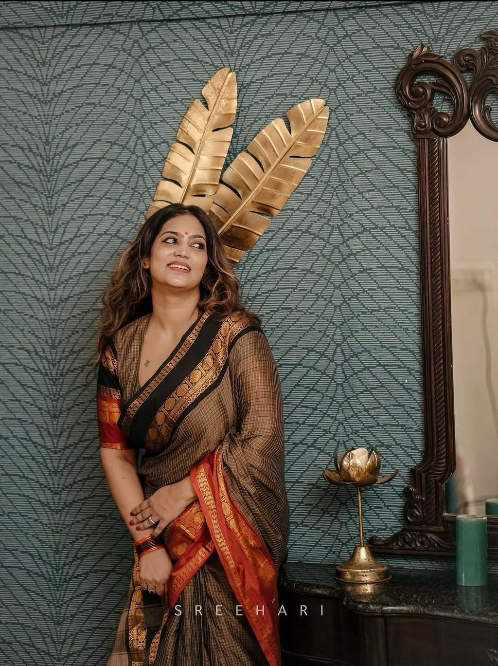 Ganga Jamuna Border Jari Checks Chettinad Cotton Saree