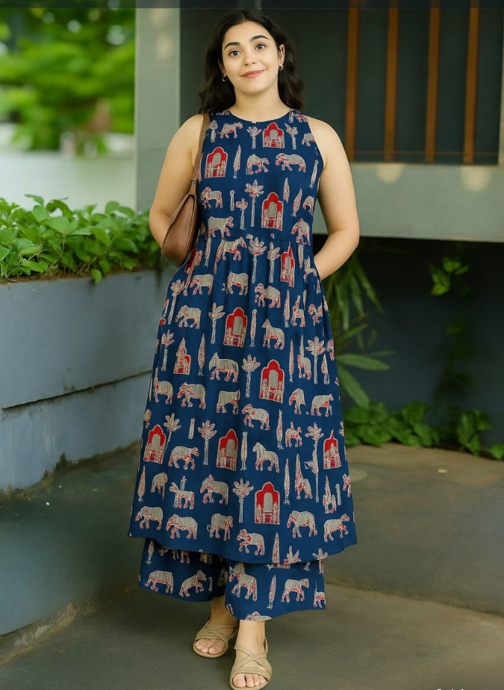 🌸 Premium Floral Pure Cotton Kurti & Palazzo Set 🌸