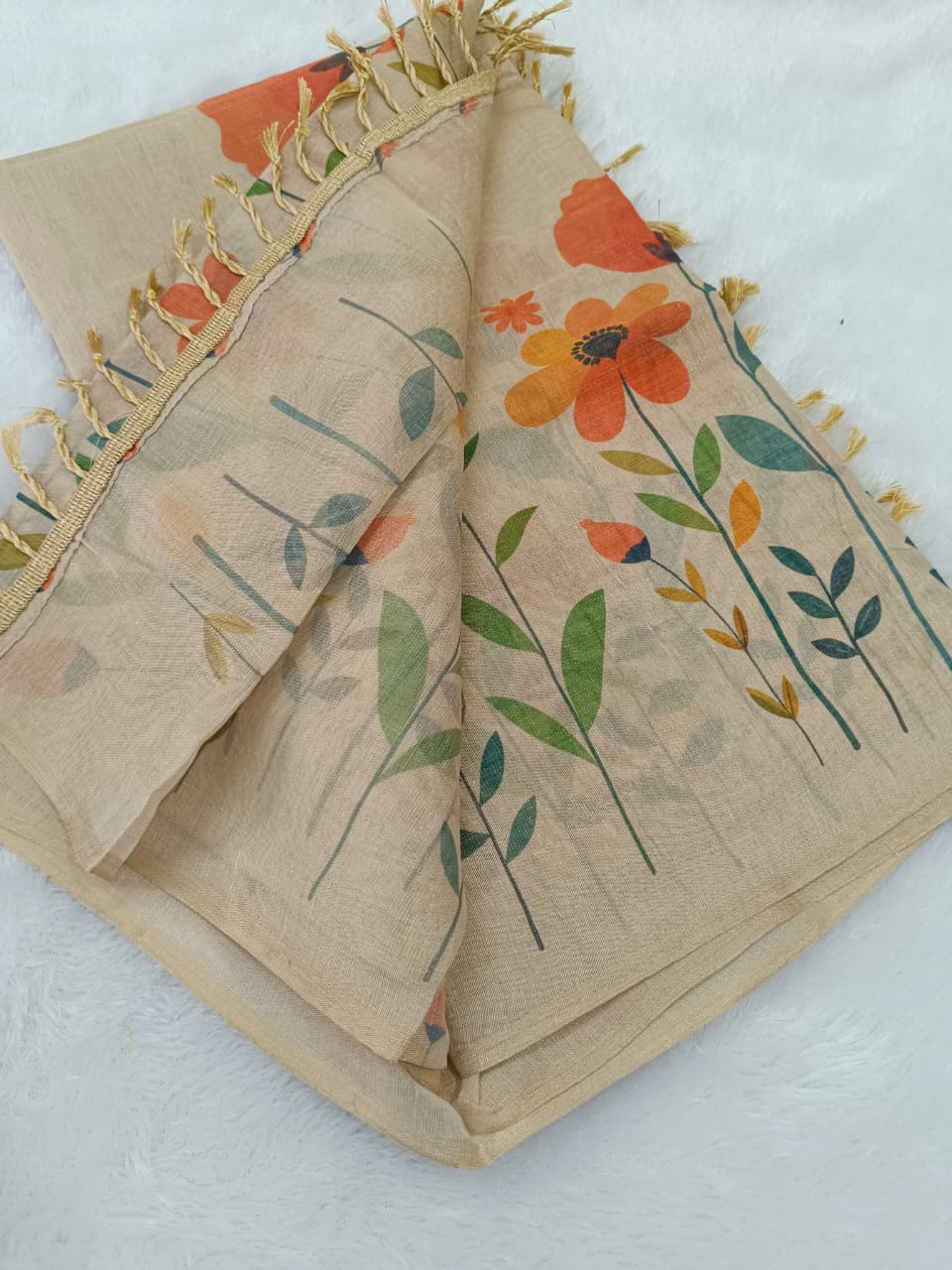 Premium Soft Tissue Silk Saree – Floral Digital Print