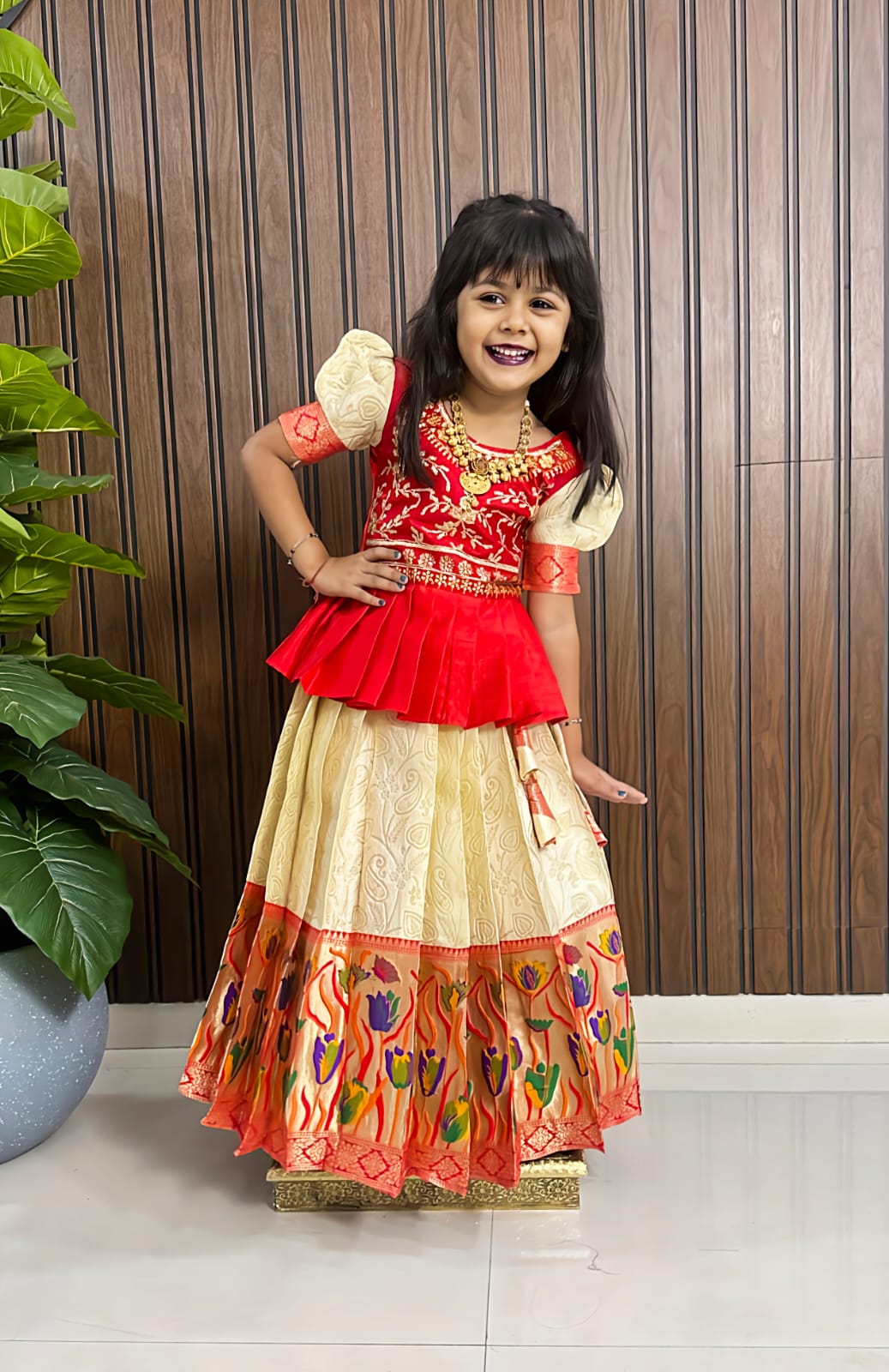 Paithani Kids Lehenga Choli – Silk Zari Weaving with Heavy Paithani Border