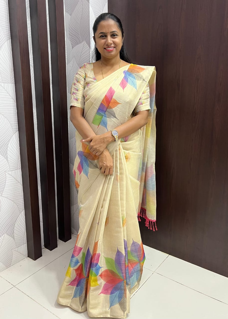 Premium Soft Tissue Silk Saree – Floral Digital Print