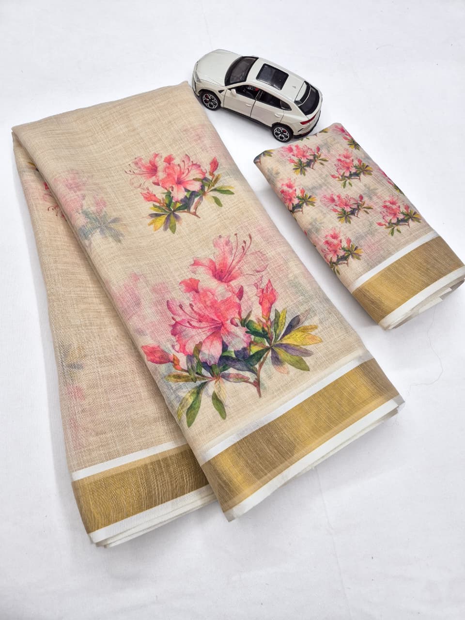 Digital Print Kerala Linen Saree 🥻✨