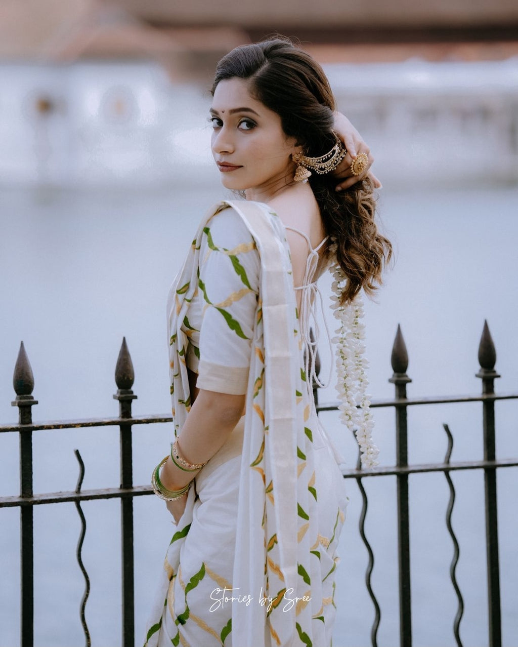 Olive chain cotton saree