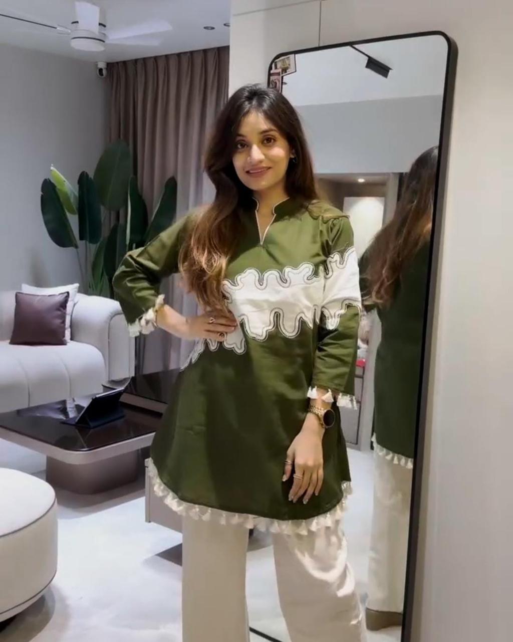 Elegant Embroidered Kurti Palazzo Co-ord Set