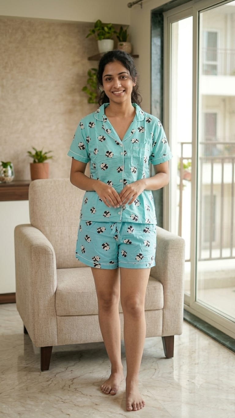 Women's Rayon Shorts Nightwear Set – Free Size (Up to 40 Bust)