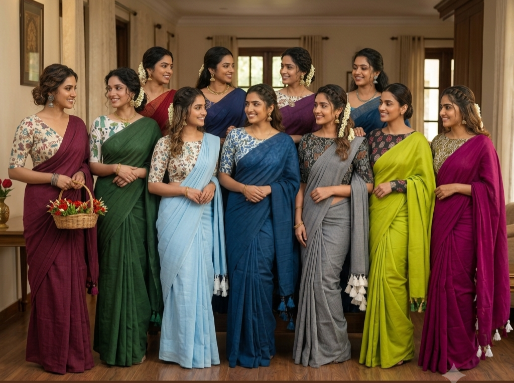 Linen Saree with Designer Blouse