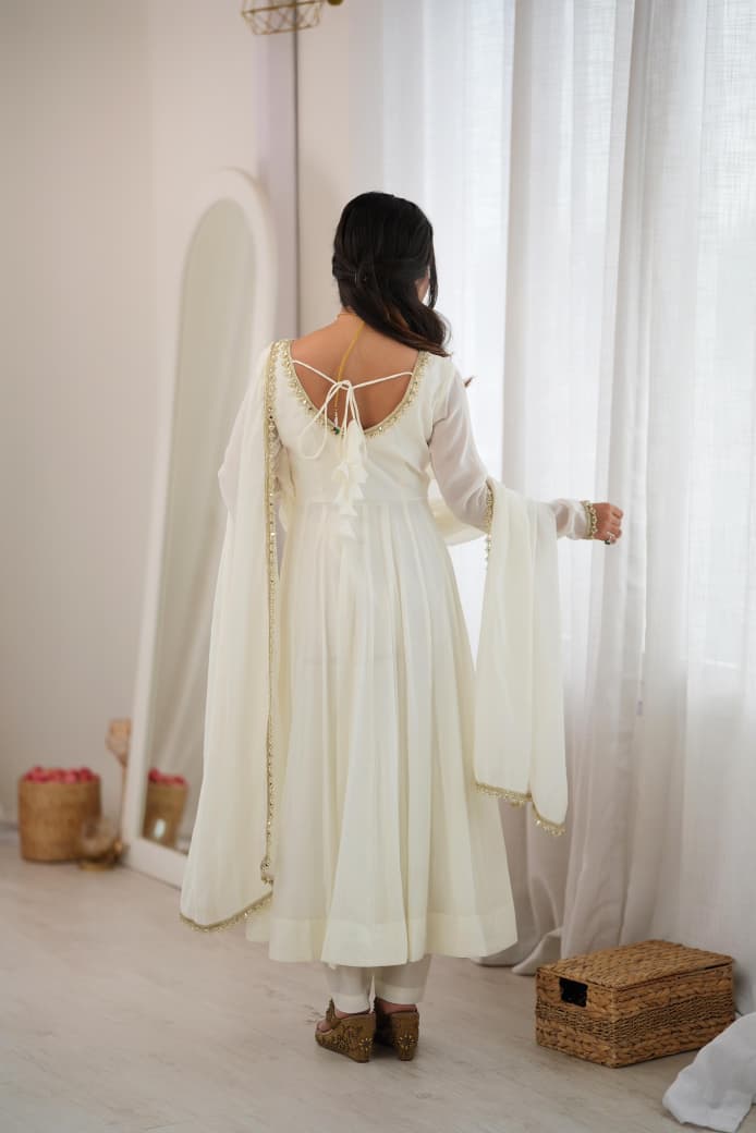 Premium Pure Mal Chanderi Fully Flare Anarkali Set with Dupatta