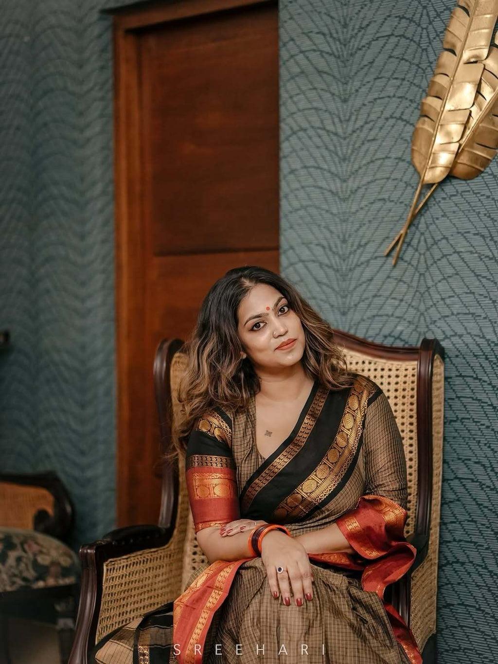 Ganga Jamuna Border Jari Checks Chettinad Cotton Saree