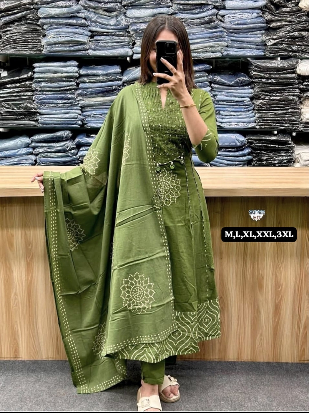 Premium Cotton Anarkali Kurti Set with Dupatta – Festive Collection