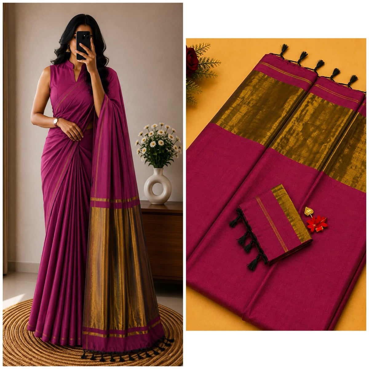 Nayanthara Inspired Khadi Saree