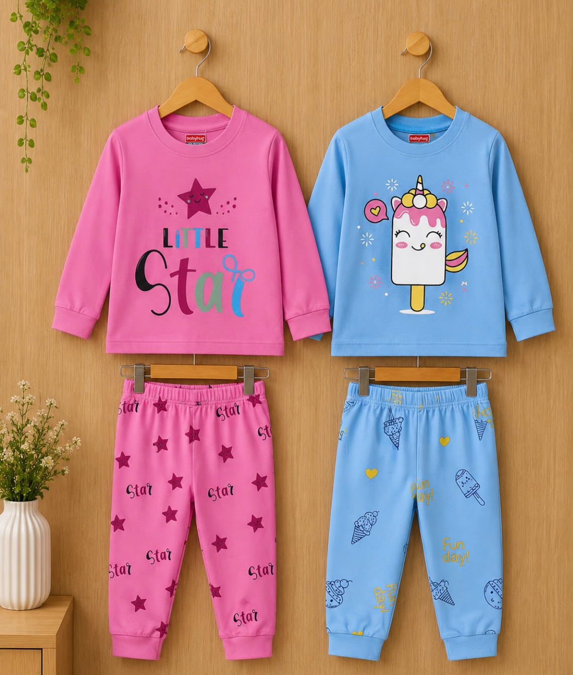 Babyhug Kids Full Sleeve Pant Set – Mixed Colours