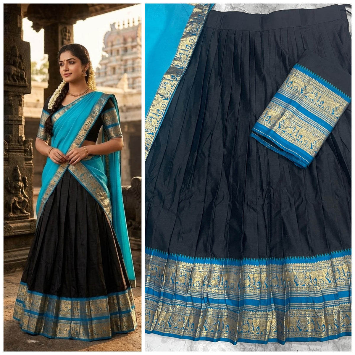Kanchi Cotton Silk Zari Weaving Lehenga Set