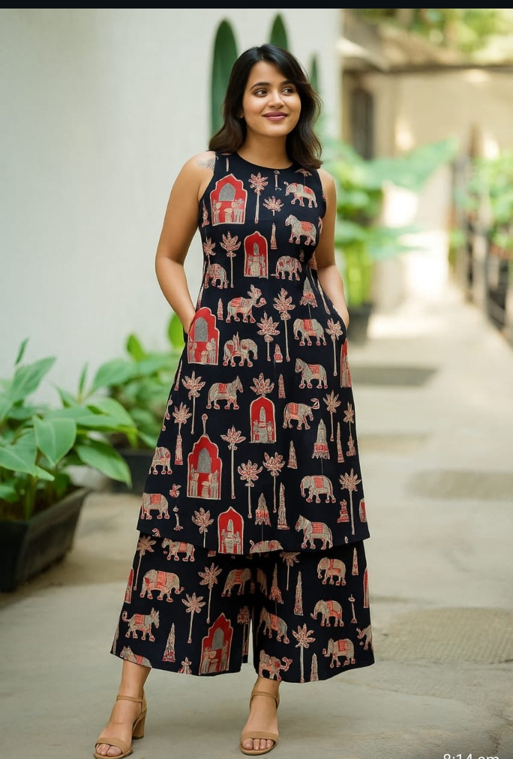 🌸 Premium Floral Pure Cotton Kurti & Palazzo Set 🌸
