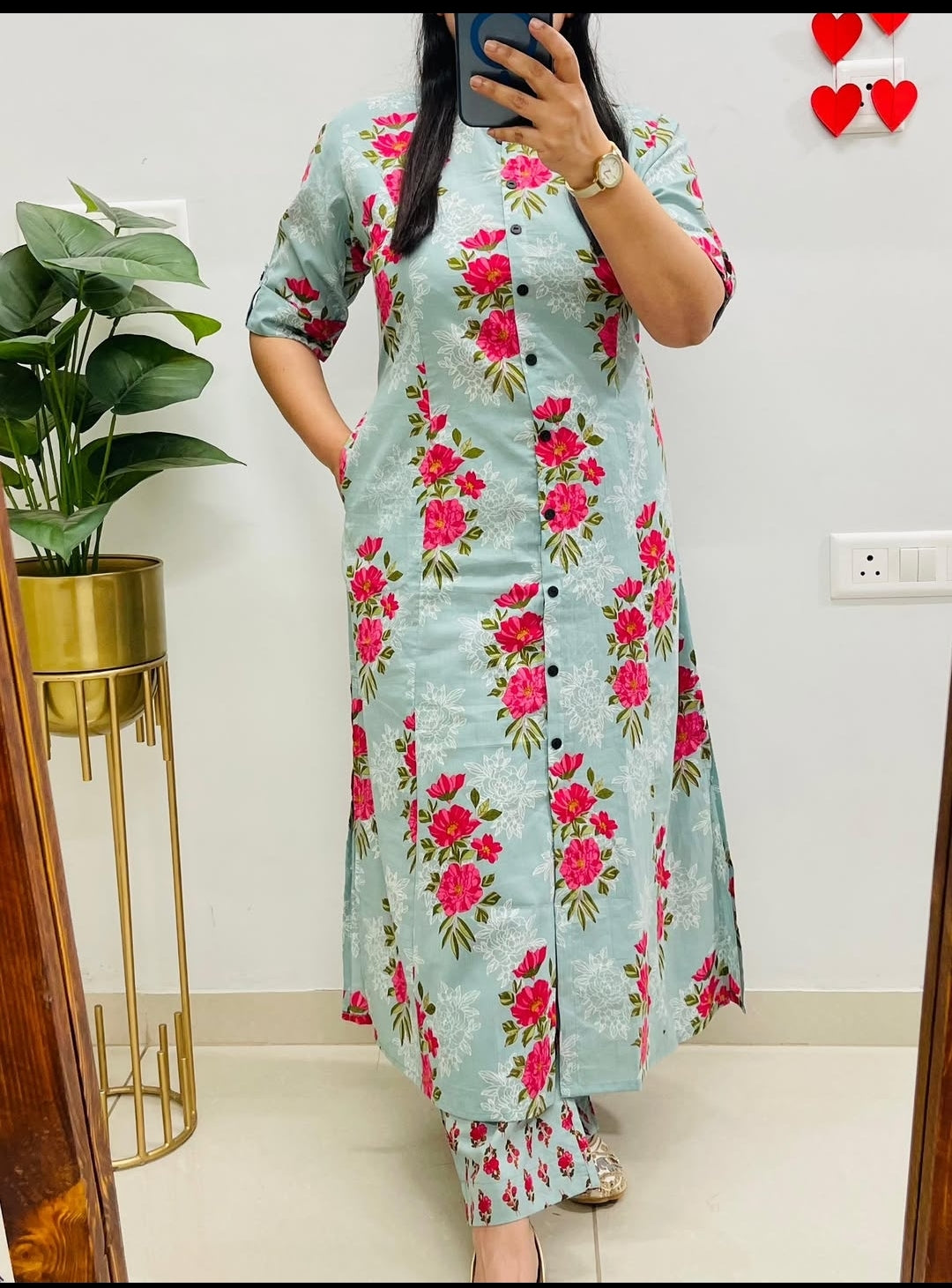 Premium Floral Fine cotton kurti Palazza set*