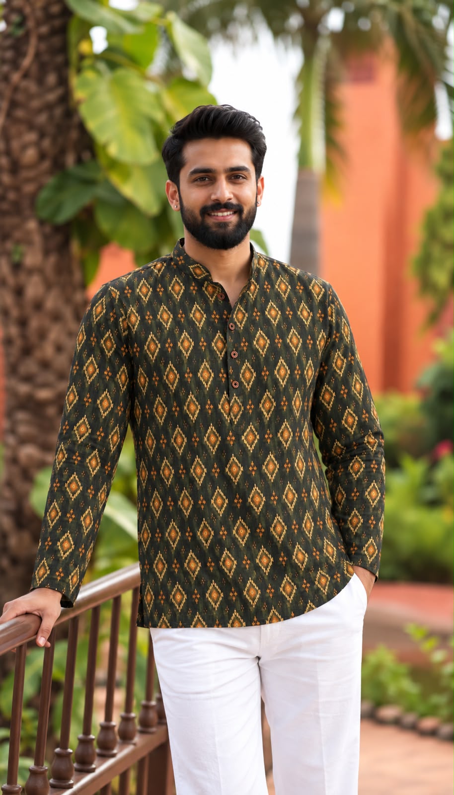 B-Desi Full Sleeve Cotton Print Short Kurta
