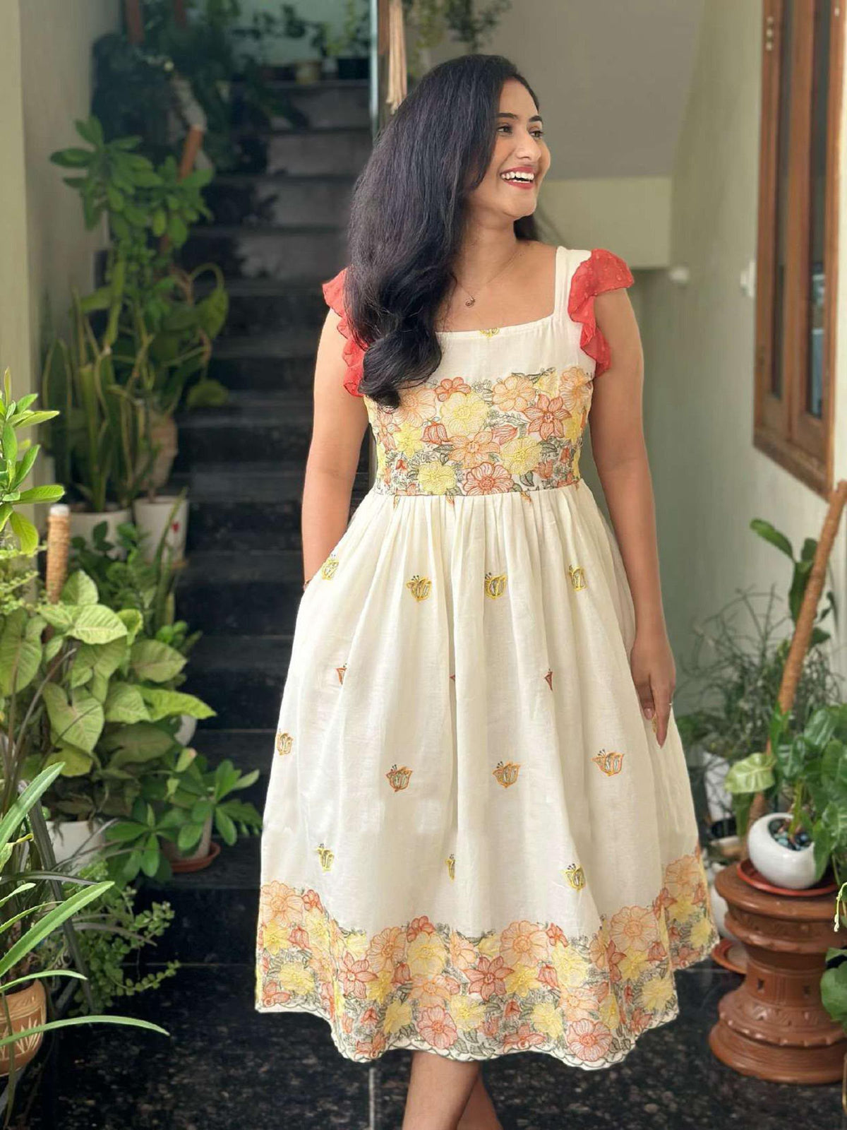 Aarohi Mul Cotton Designer Embroidered Gown