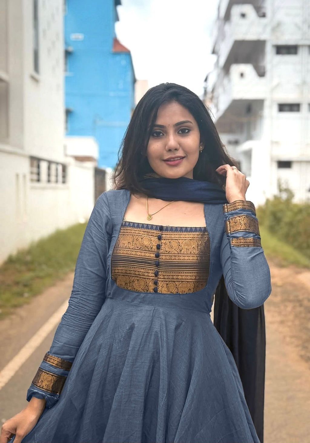 Super Trendy Traditional Chanderi Cotton Dress Set