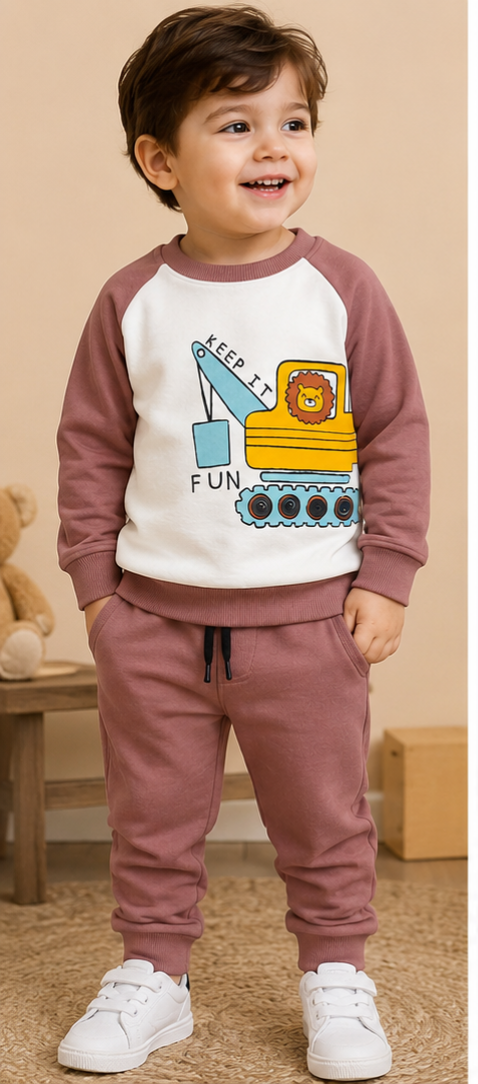 Kids Korean Fancy Winter Sweatshirt Set