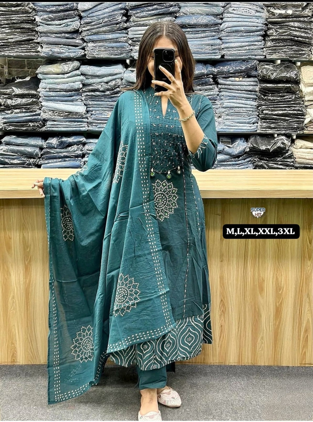 Premium Cotton Anarkali Kurti Set with Dupatta – Festive Collection