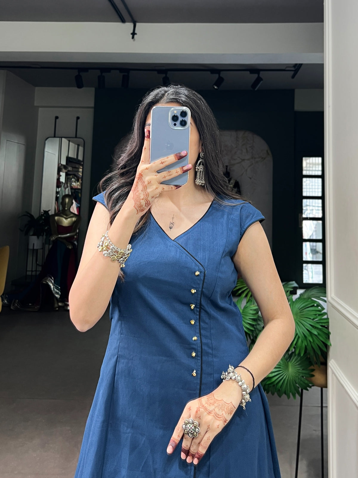 Ethnic Collection | Premium Khadi Cotton Long Kurti with Gughari Detailing