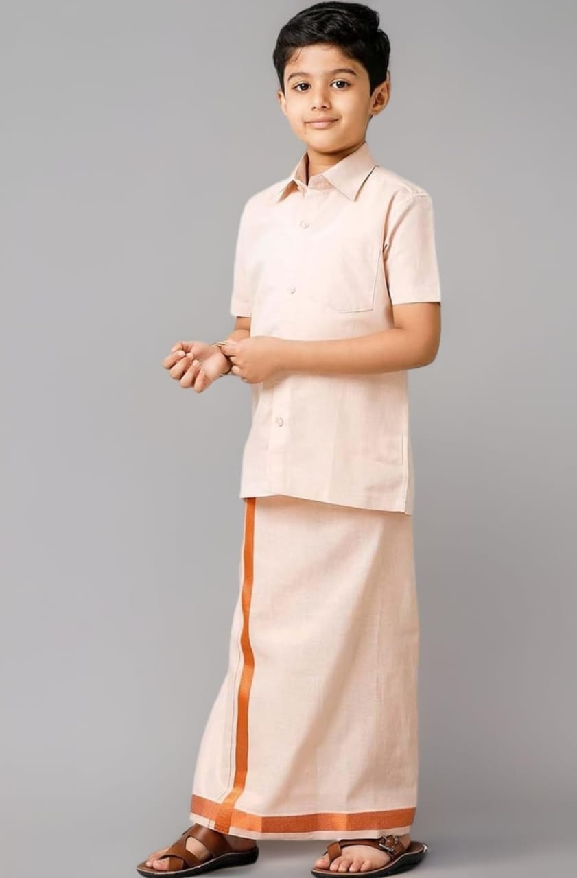 Kids Dhoti Shirt Set – Tissue Silk