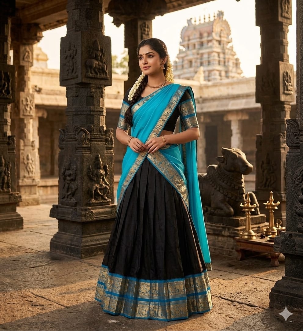 Kanchi Cotton Silk Zari Weaving Lehenga Set