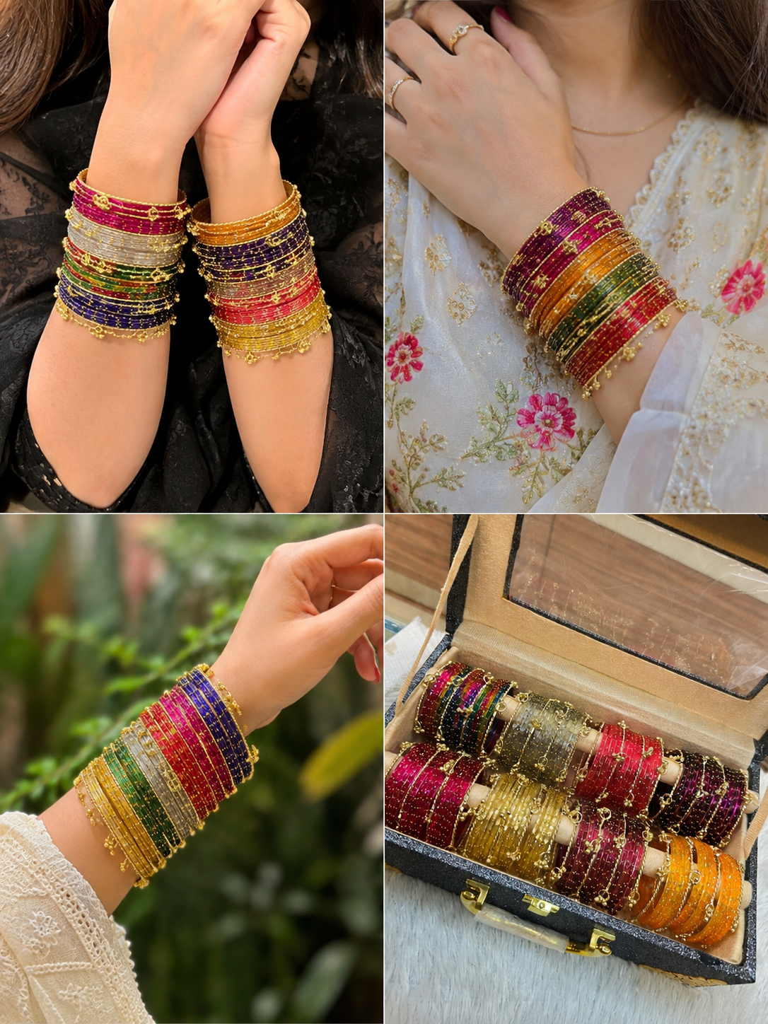 Trending Glass Bangles Set with Kashmiri Bangles & Suitcase Organiser