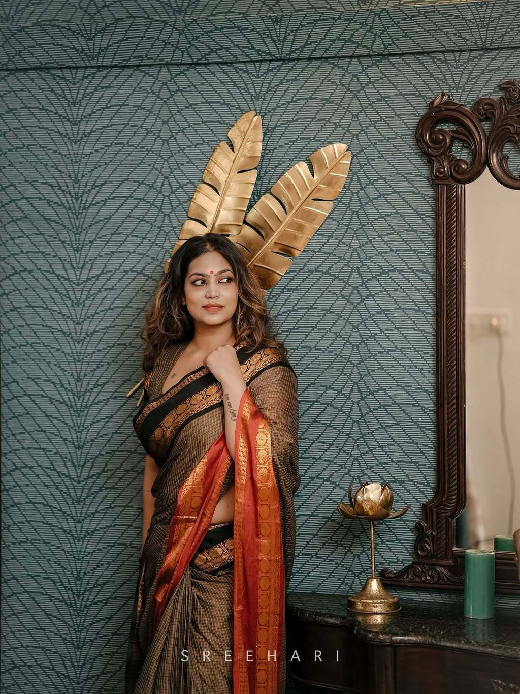 Ganga Jamuna Border Jari Checks Chettinad Cotton Saree