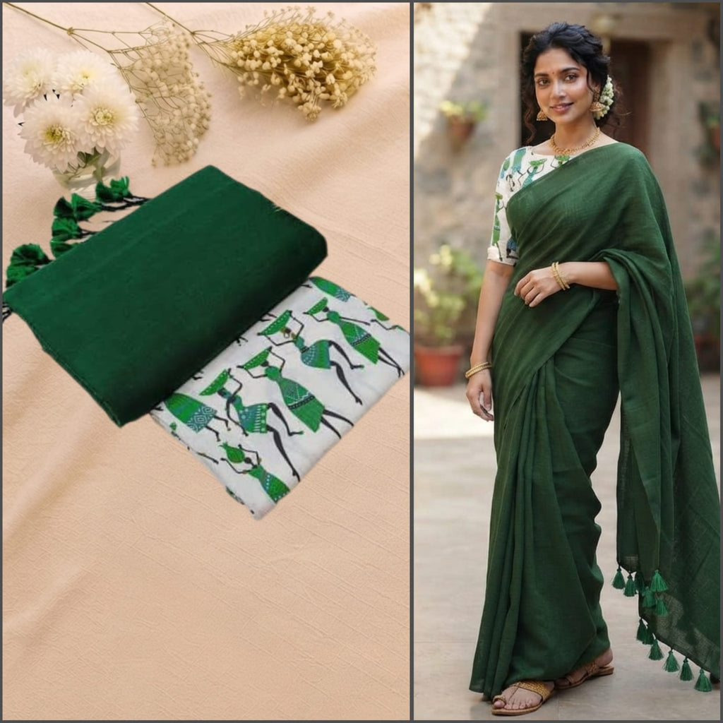 Linen Saree with Designer Blouse