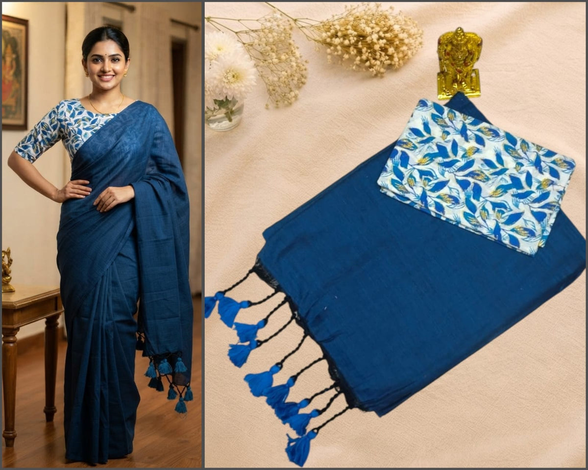 Linen Saree with Designer Blouse