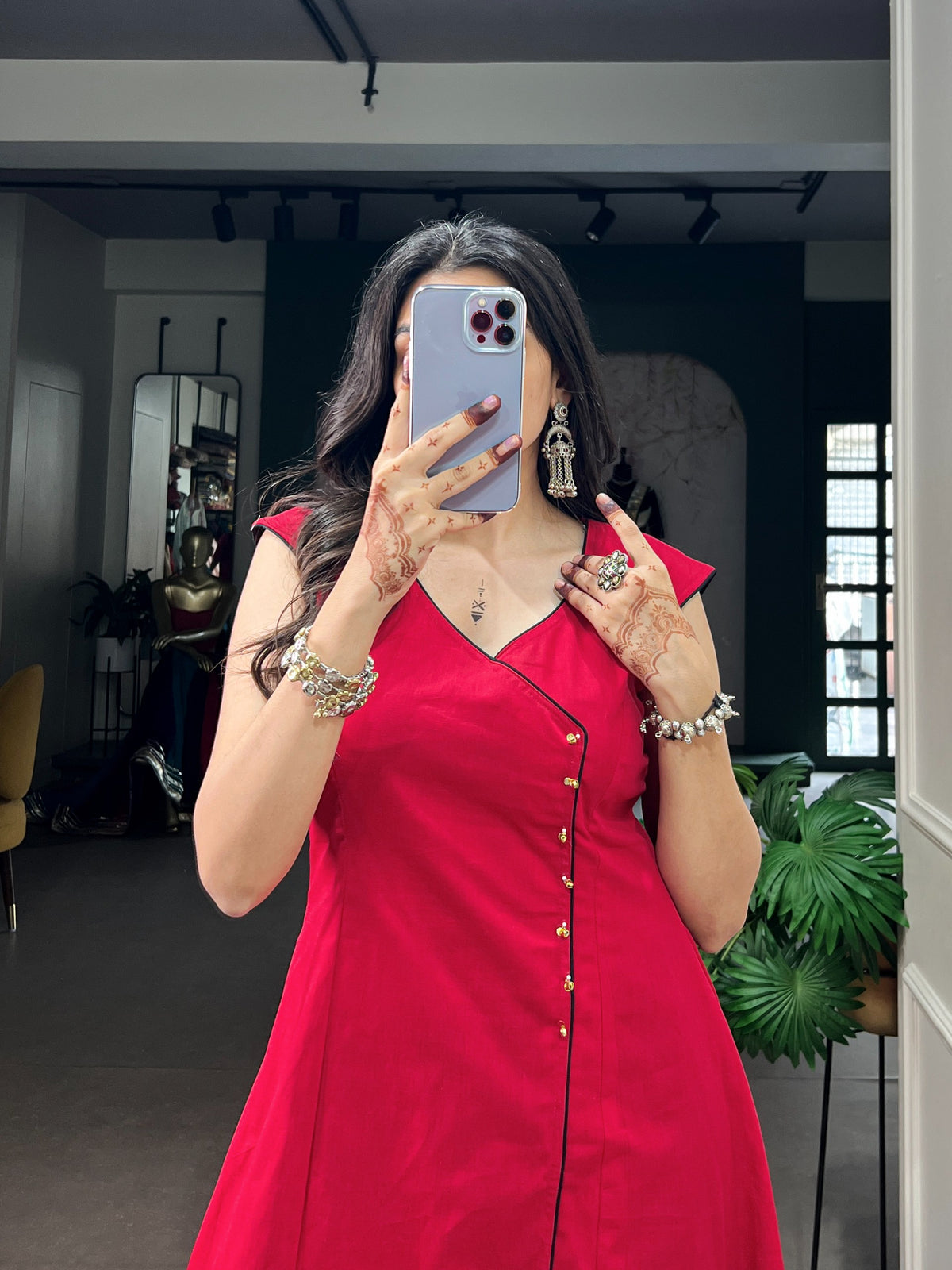 Ethnic Collection | Premium Khadi Cotton Long Kurti with Gughari Detailing