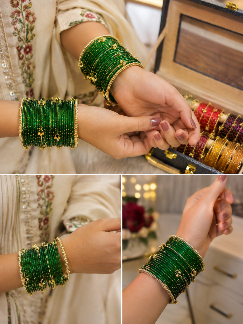 Trending Glass Bangles Set with Kashmiri Bangles & Suitcase Organiser