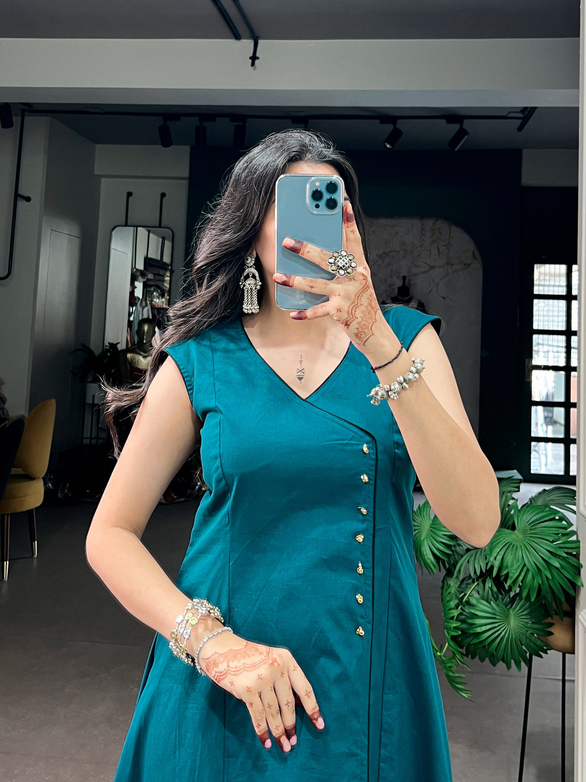 Ethnic Collection | Premium Khadi Cotton Long Kurti with Gughari Detailing